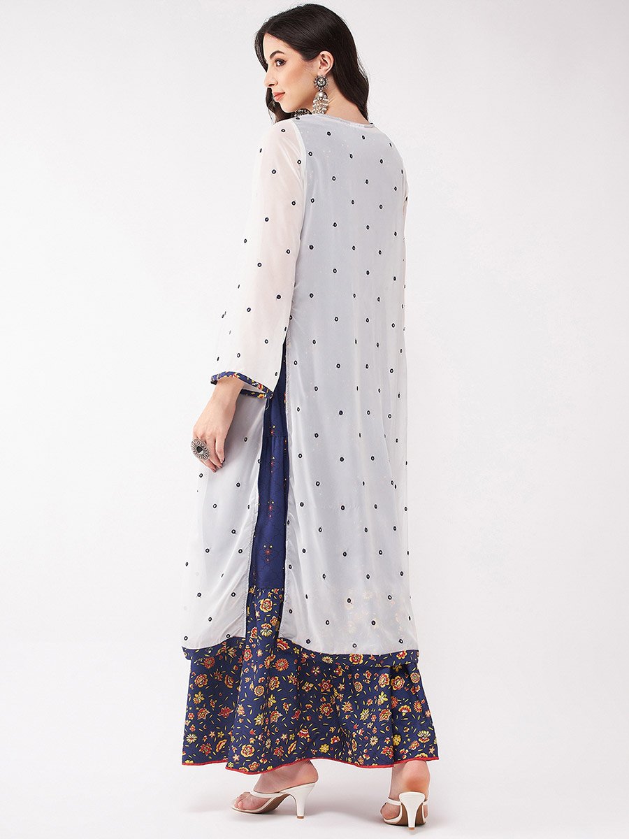 3-Piece Floral Print Top, Maxi Skirt and Shrug Set