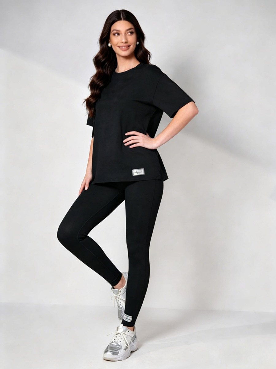 Black Round Neck Short Sleeve Top and Joggers Co-Ords