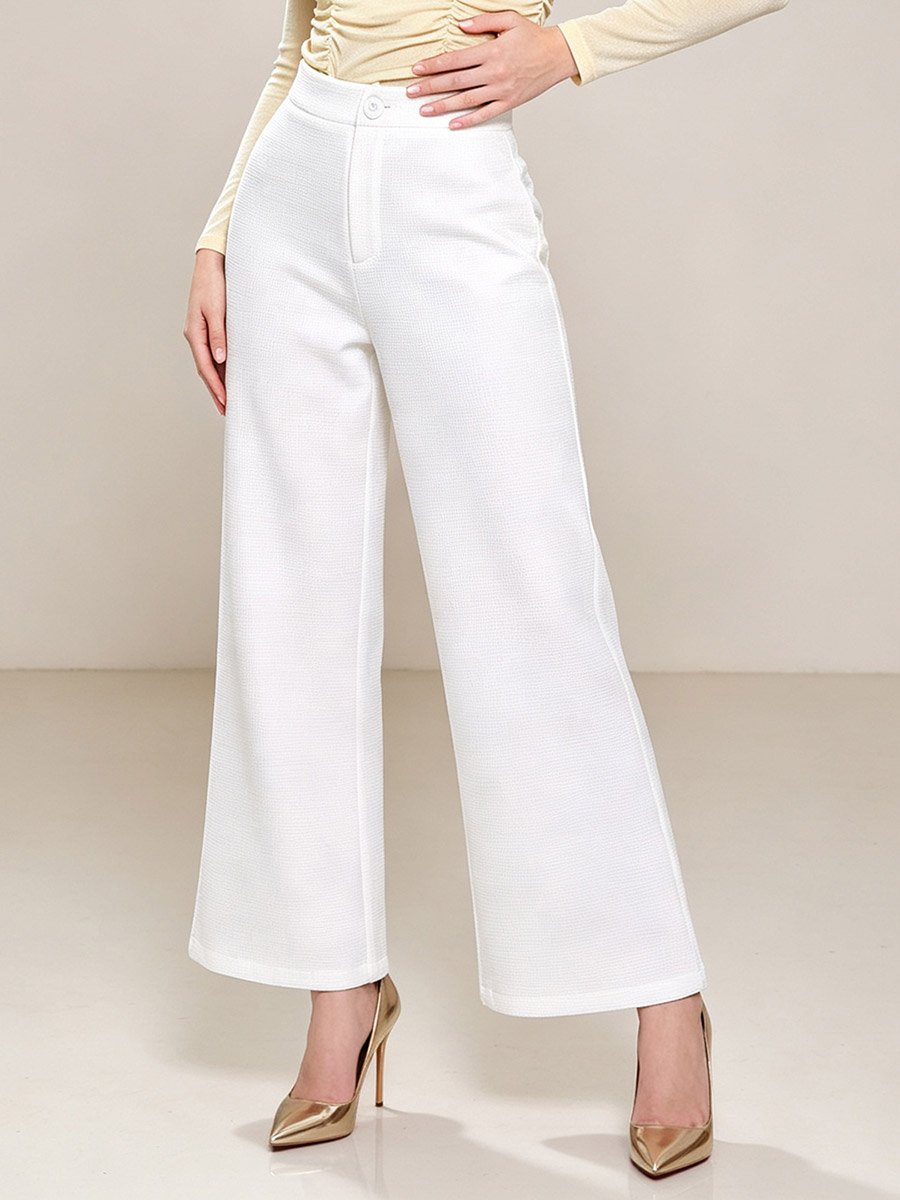 White High Rise Straight Leg Pants