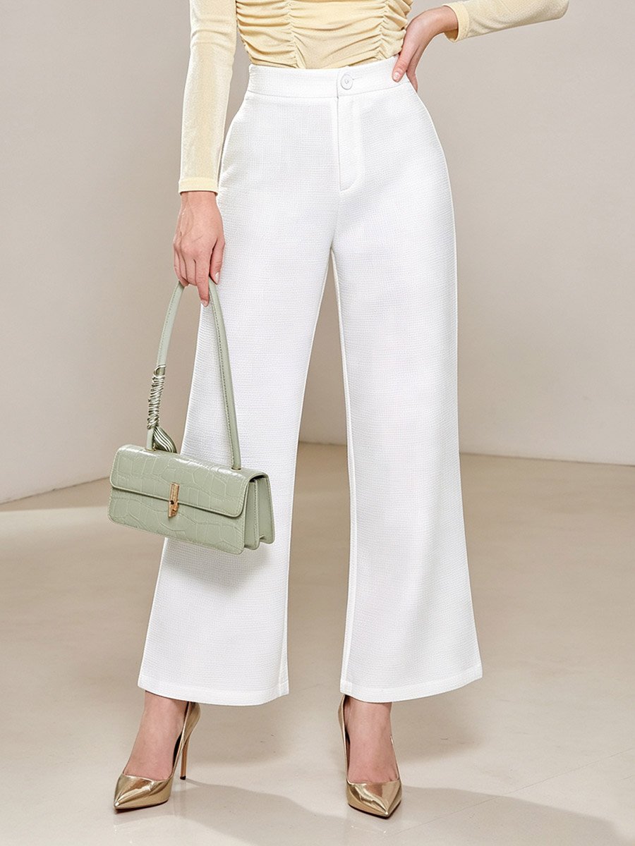 White High Rise Straight Leg Pants