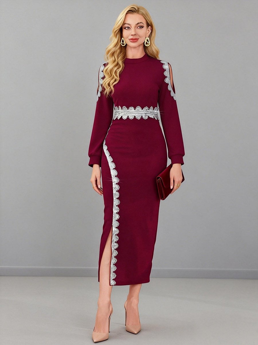 burgundy embellished maxi dress In The Spotlight Maxi Dress - Elegant Burgundy main image 1