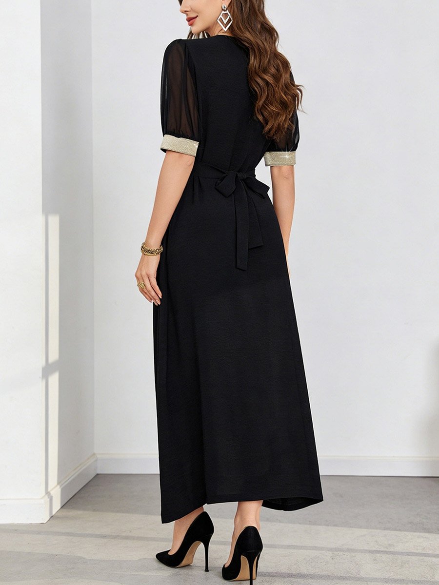 Black Contrast Trim Short Sleeve Jalabiya