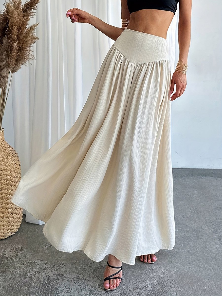 White Mid Rise A-Line Maxi Skirt