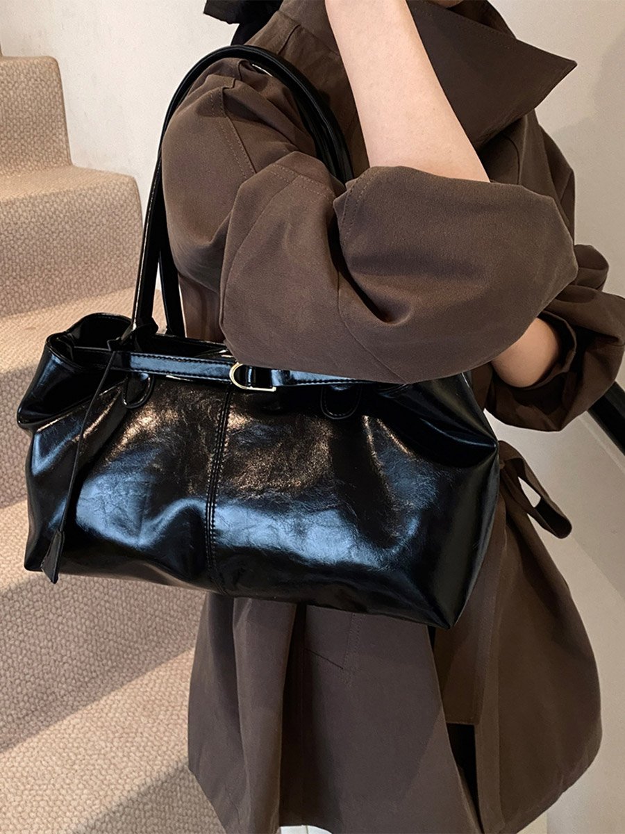 Black Double Strap Shoulder Bag
