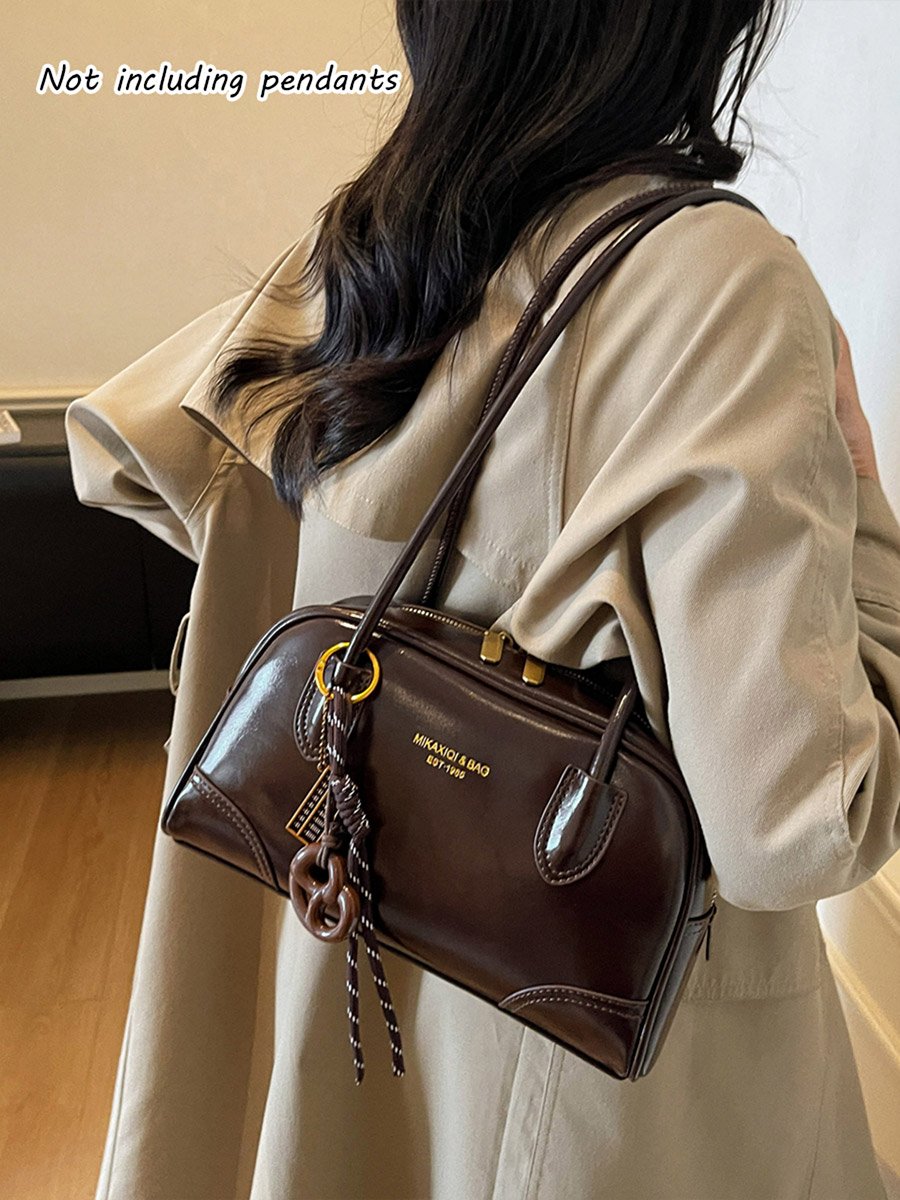 Brown Shoulder Bag with Double Handle