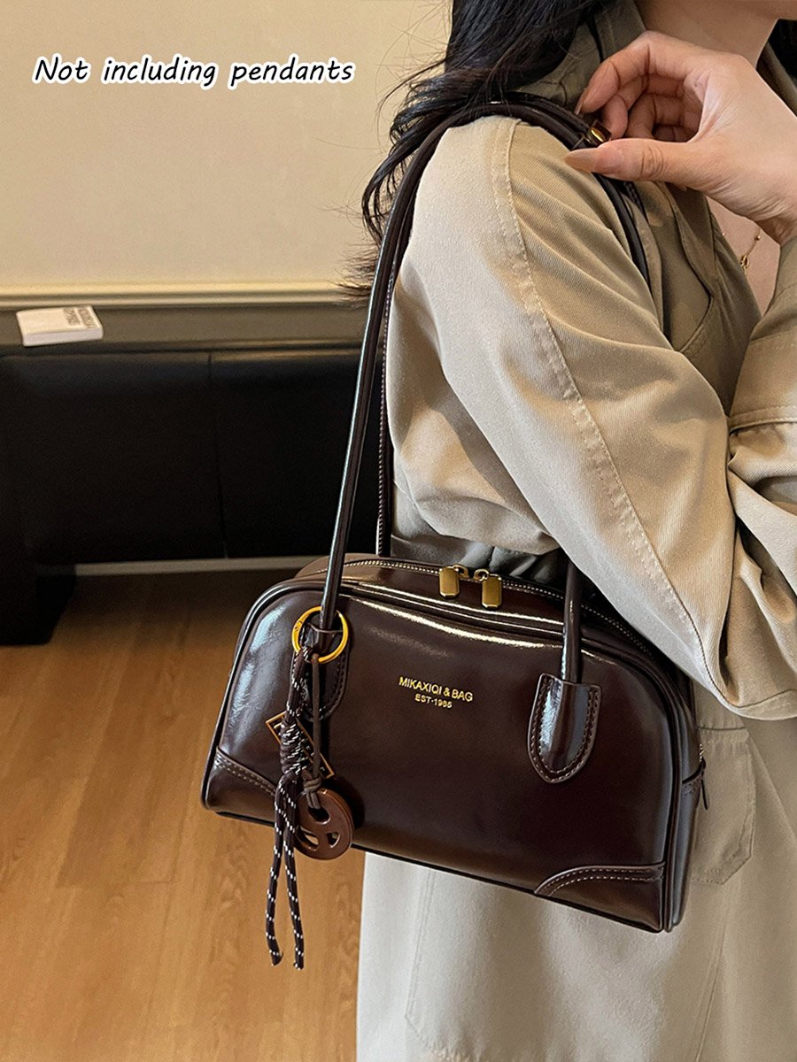 Brown Shoulder Bag with Double Handle
