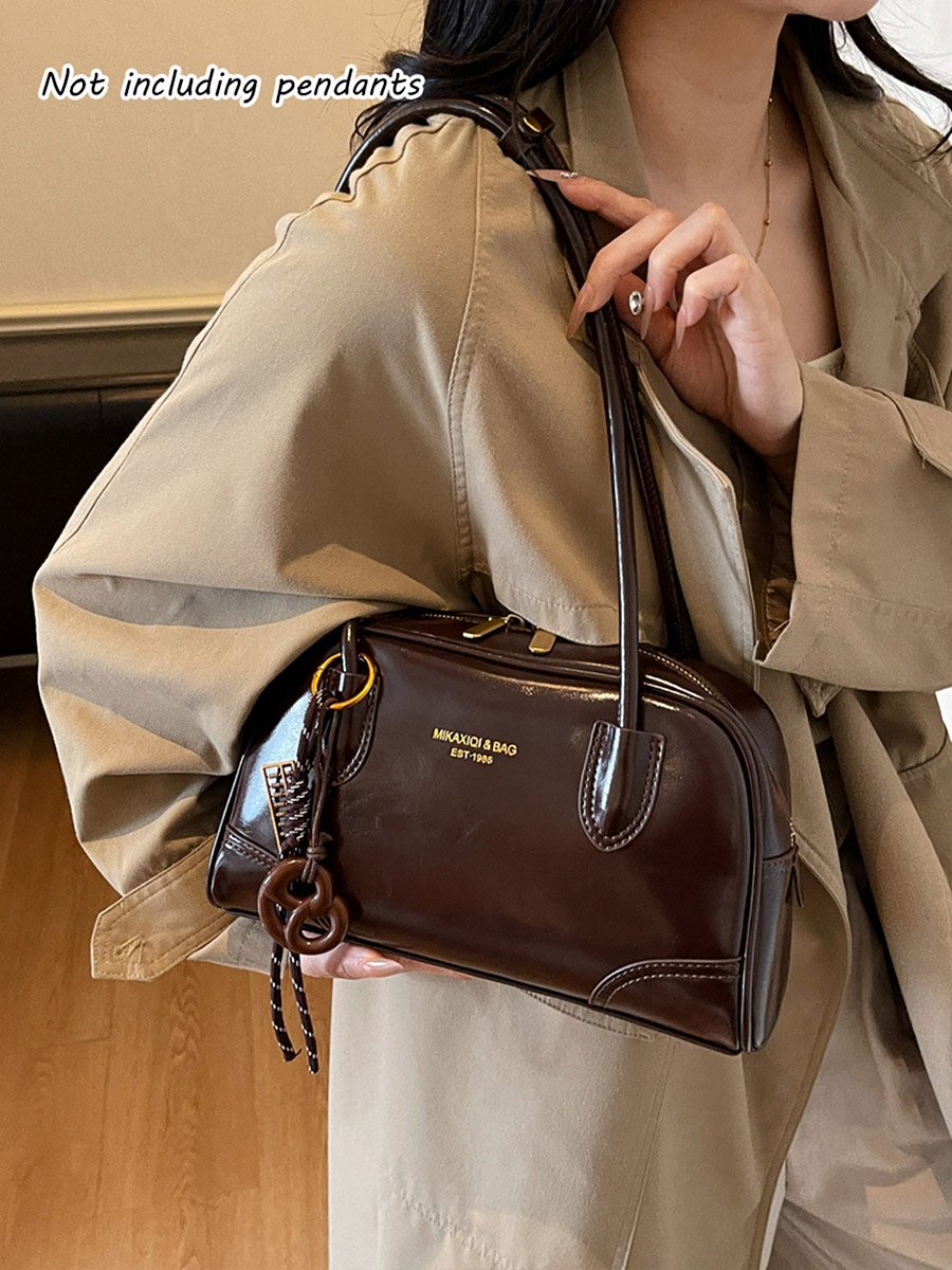 Brown Shoulder Bag with Double Handle