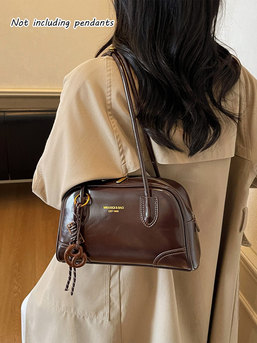 Brown Shoulder Bag with Double Handle