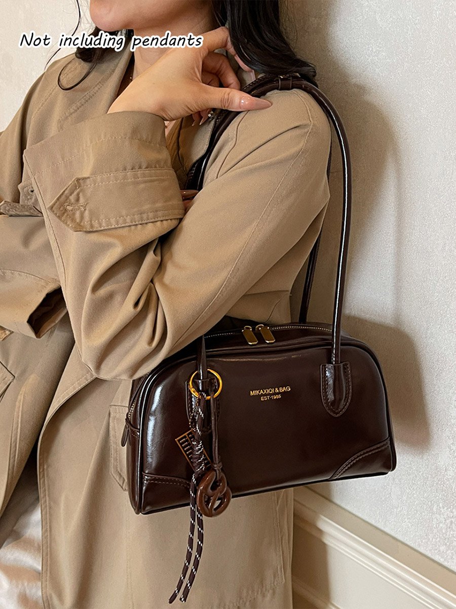 Brown Shoulder Bag with Double Handle