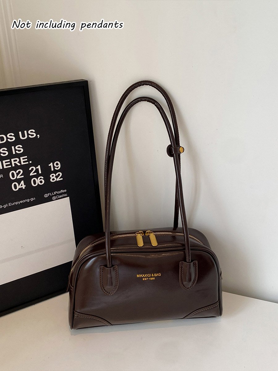 Brown Shoulder Bag with Double Handle