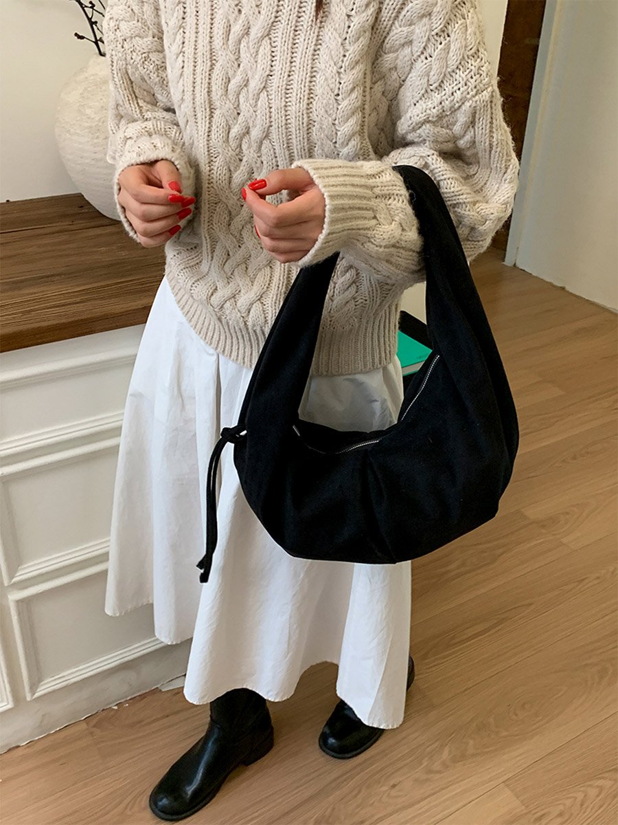 Black Suede Hobo Bag