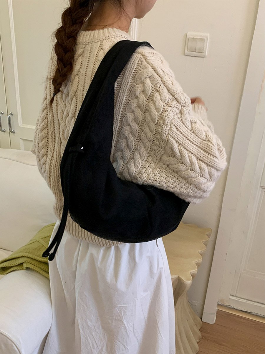 Black Suede Hobo Bag