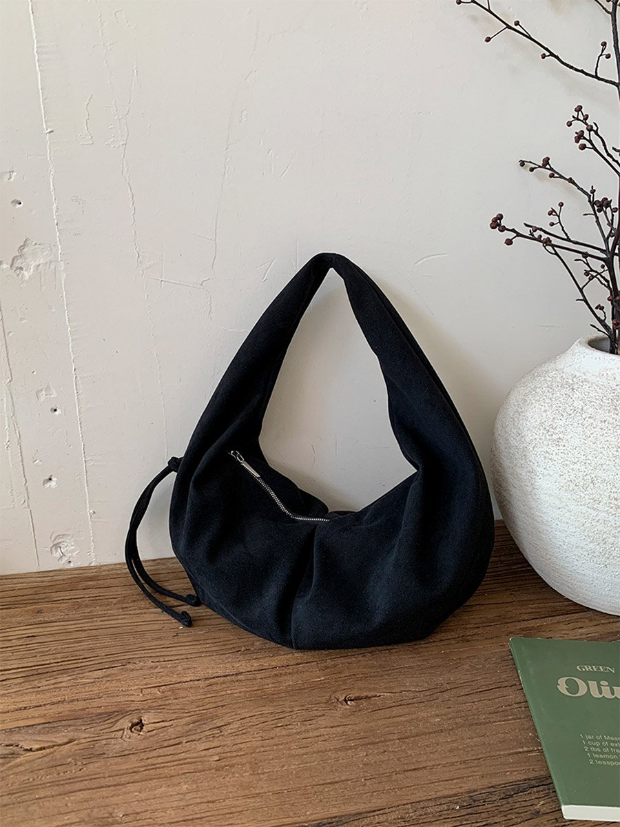 Black Suede Hobo Bag