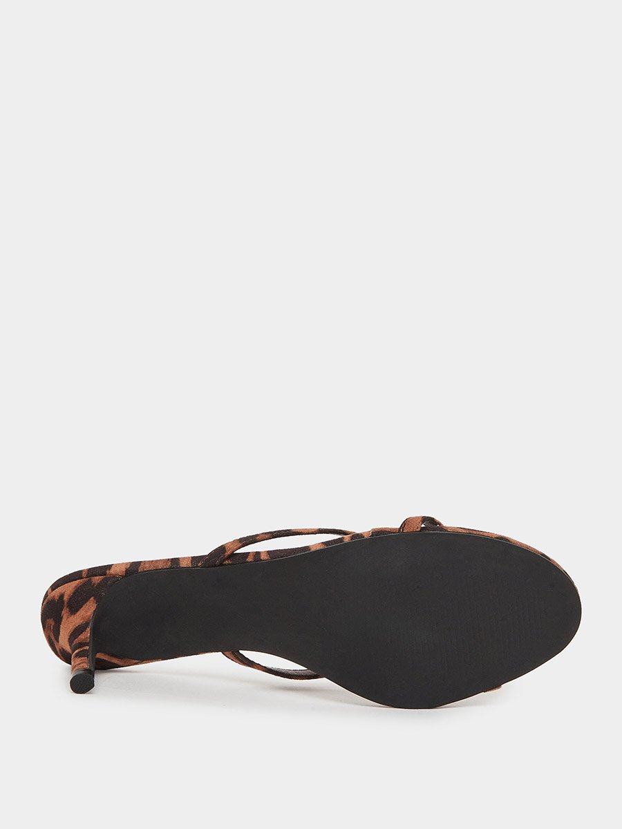 Leopard Print Stiletto Heel Sandals