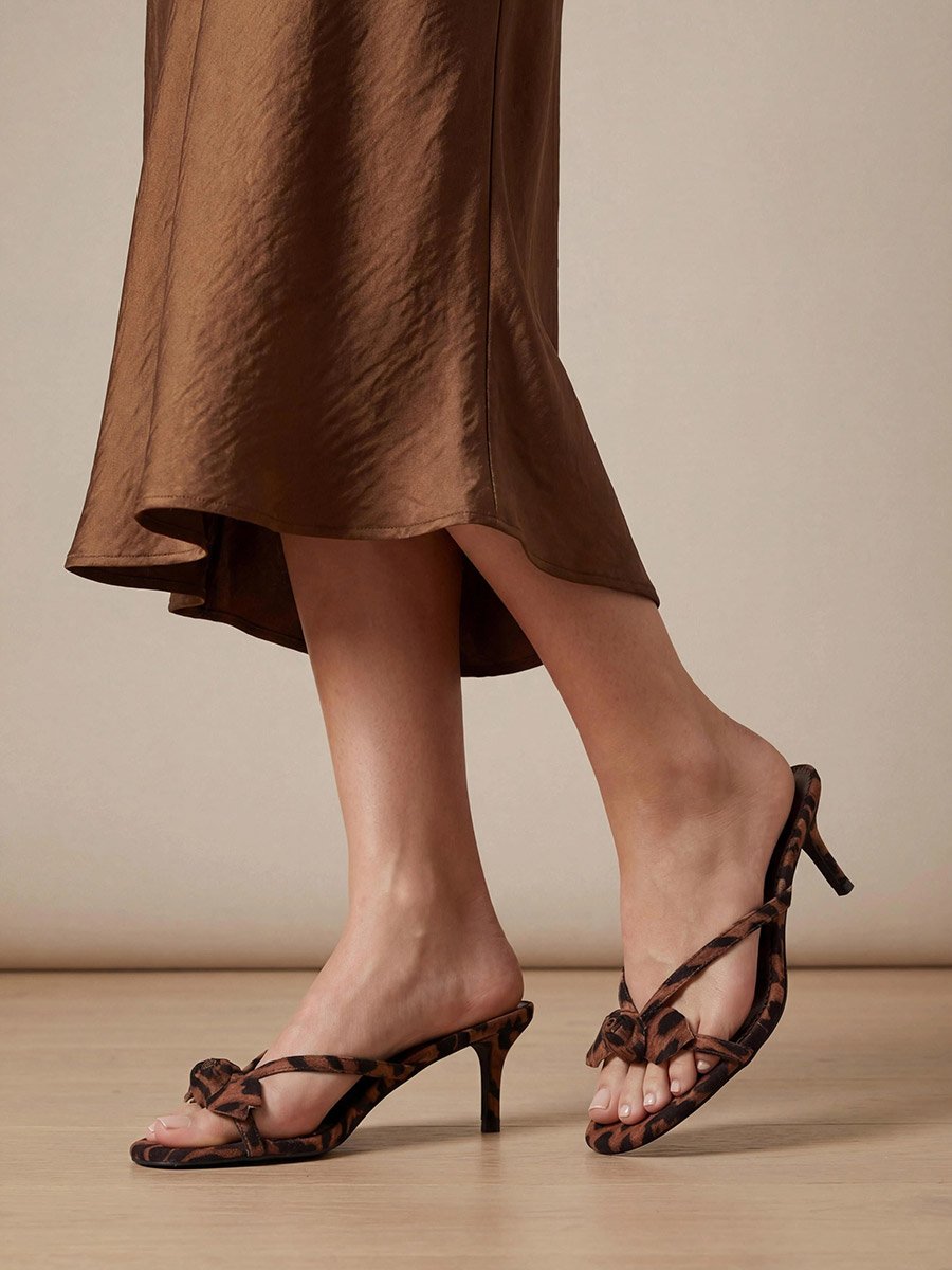 Leopard Print Stiletto Heel Sandals