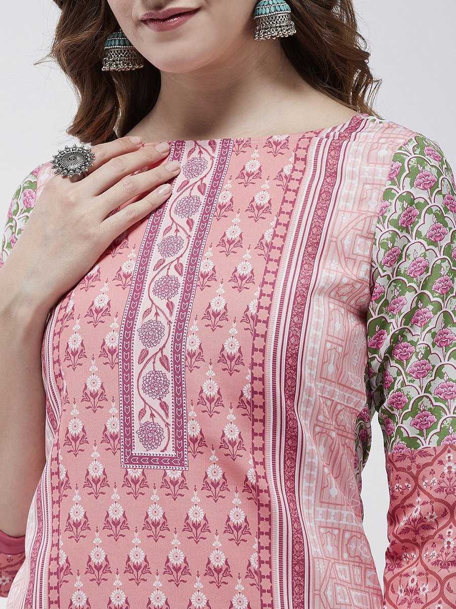 Pink Jaipur Haat Placement Print Kurta