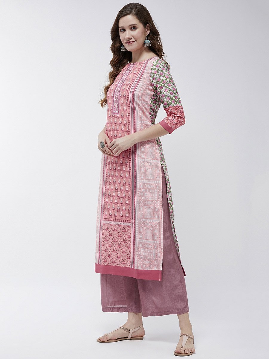 Pink Jaipur Haat Placement Print Kurta