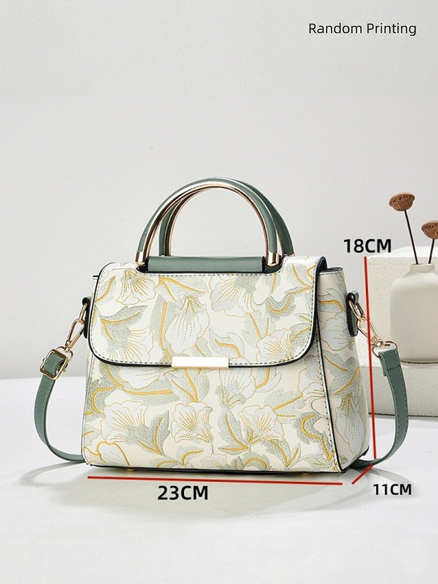 All Over Print Dual Handle Handbag with Adjustable Strap