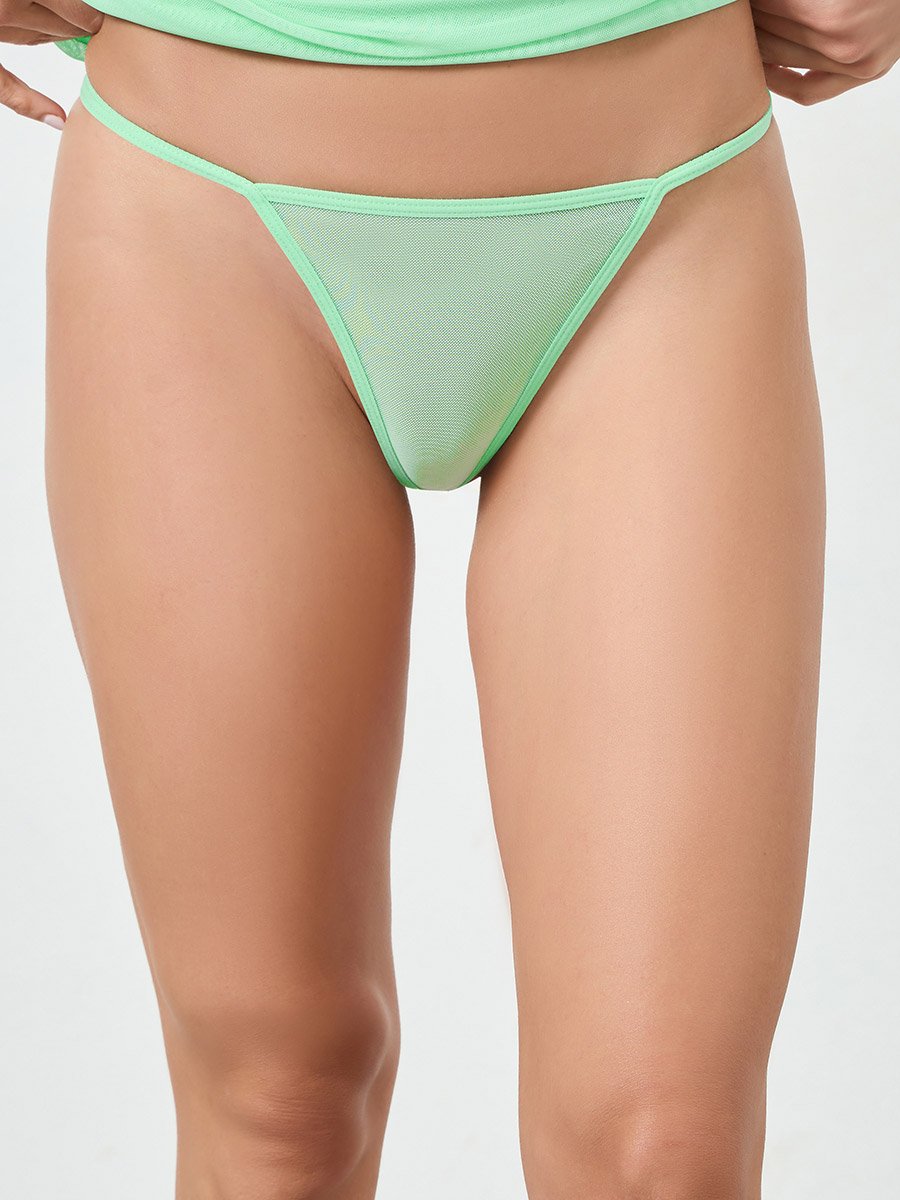 Green Chain Detail Mesh Babydoll with Brief