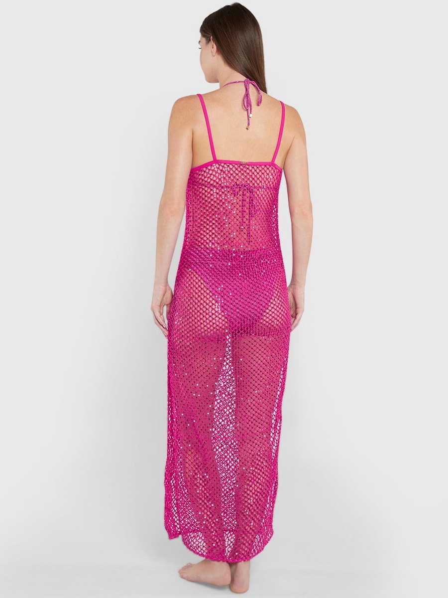 Crochet Look Maxi Cover Up with Tie-Detail