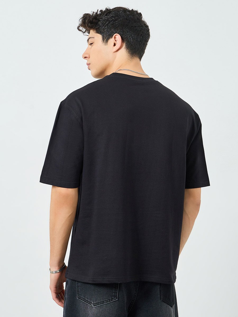 Men Black Graphic Print Oversized T-Shirt