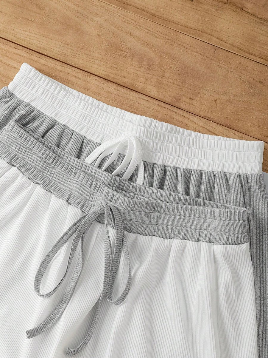 Set of 2 - Solid Cami Top and Drawstring Waist Shorts Co-Ords