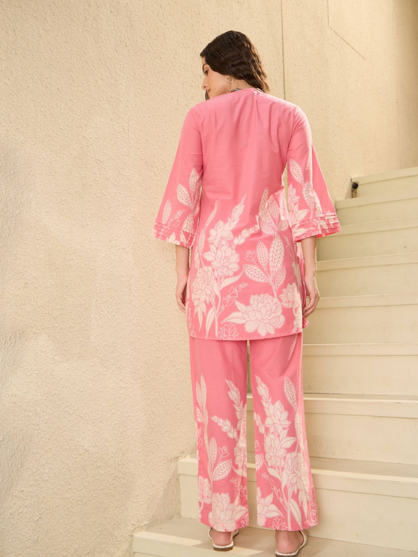 Pink Pure Cotton Top with Trousers Co-Ords