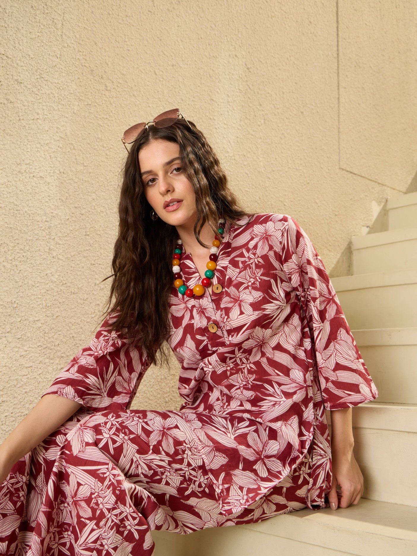 Floral Print Pure Cotton Top with Trouser Co-Ords