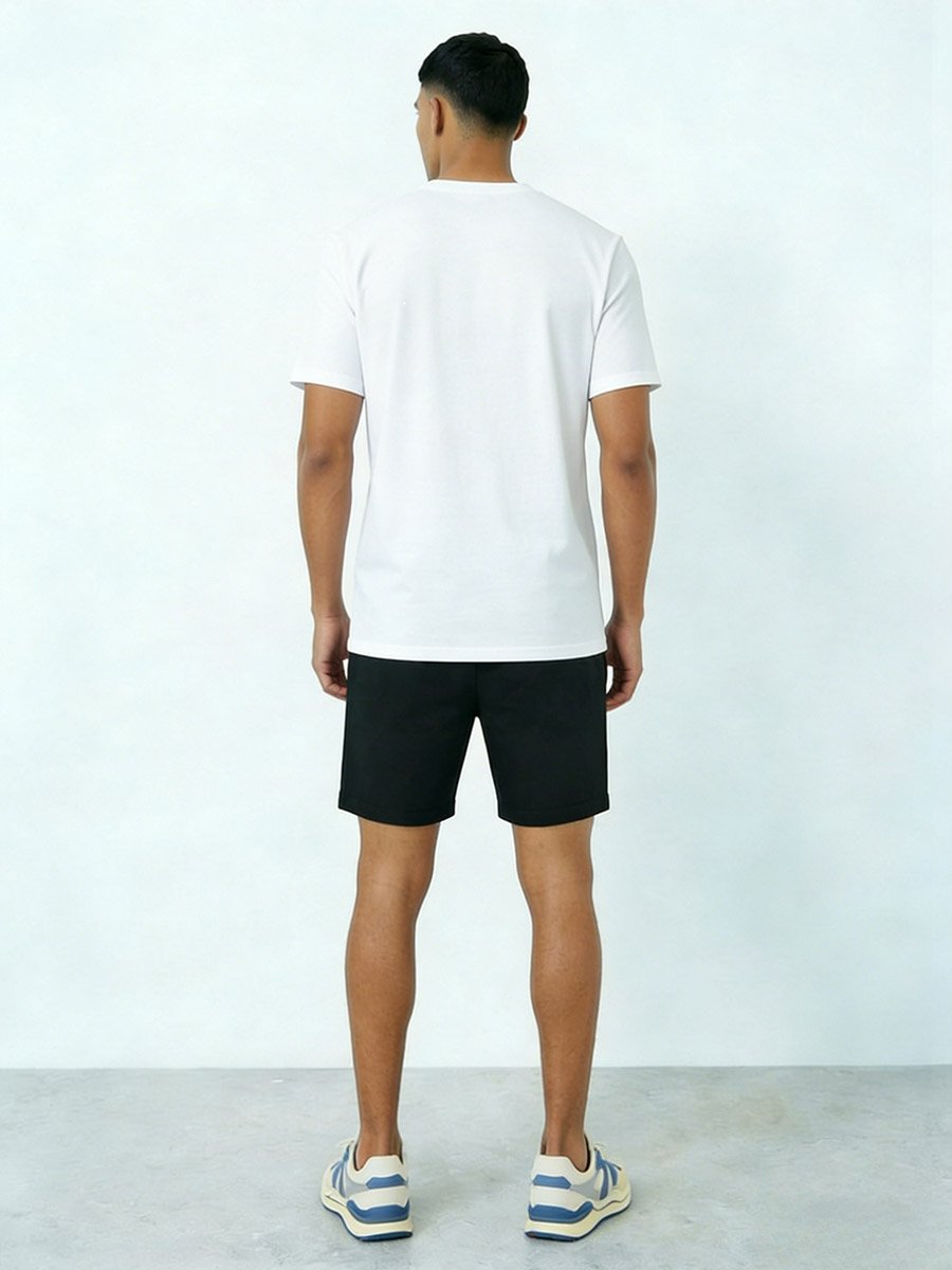 Men White Graphic T-Shirt and Shorts Co-Ords
