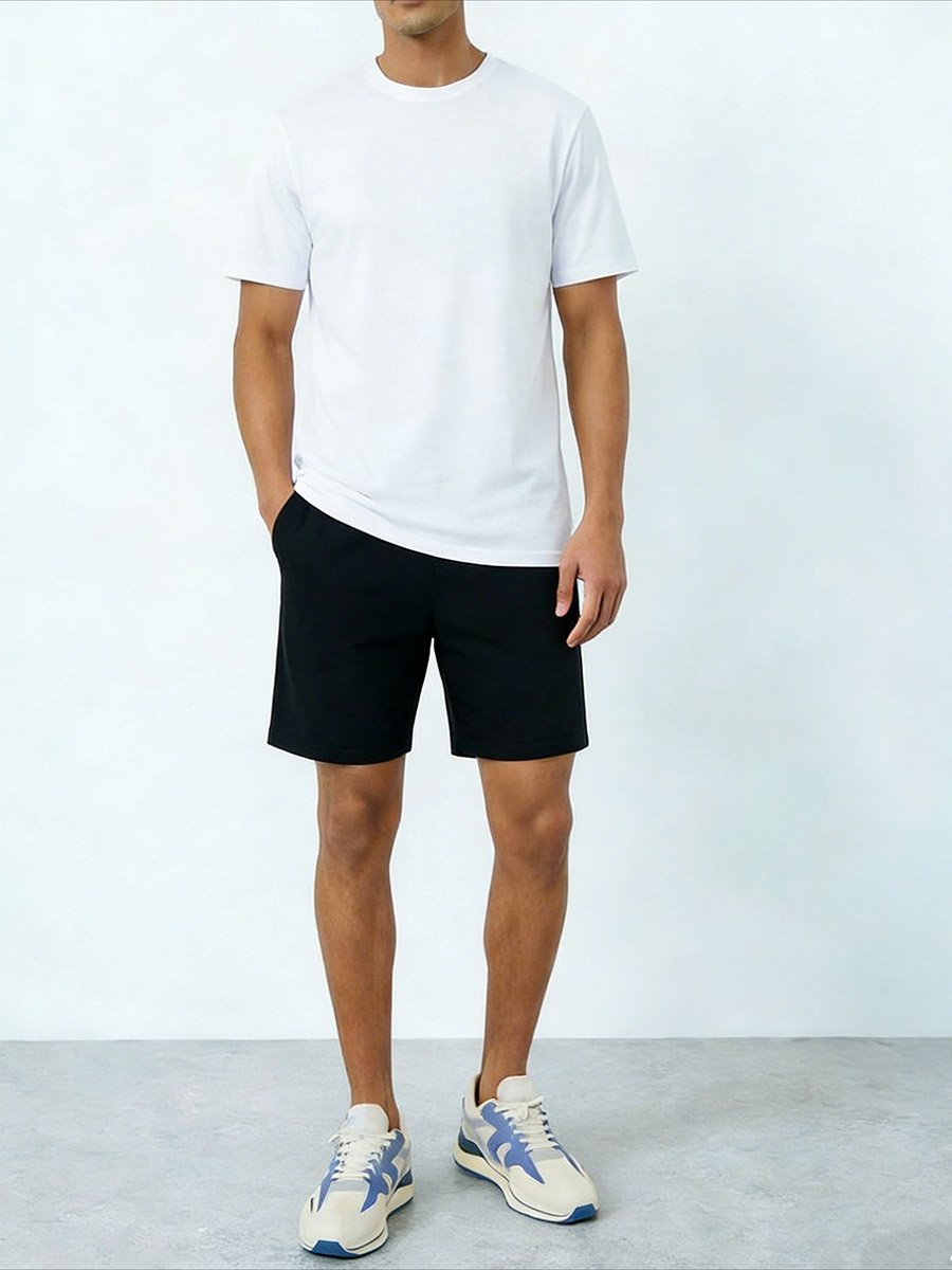Men White Graphic T-Shirt and Shorts Co-Ords