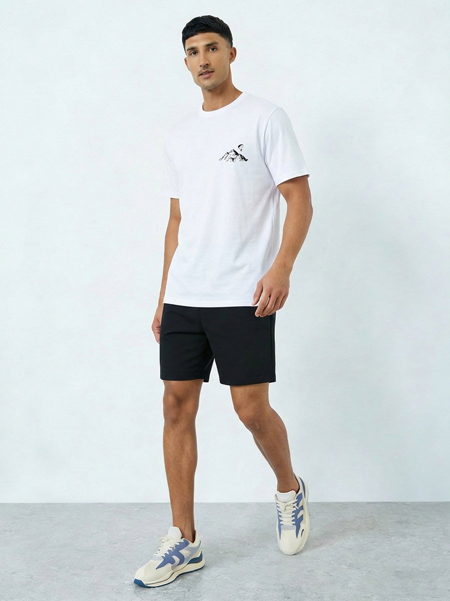 Men Graphic Round Neck T-Shirt and Shorts Set