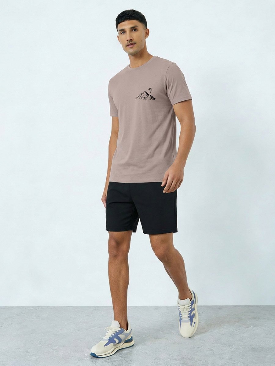 Men Graphic Round Neck T-Shirt and Shorts Set