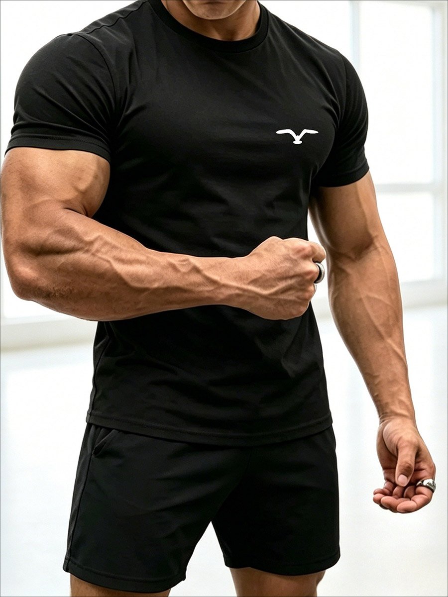 Men Round Neck T-Shirt and Shorts Co-Ords