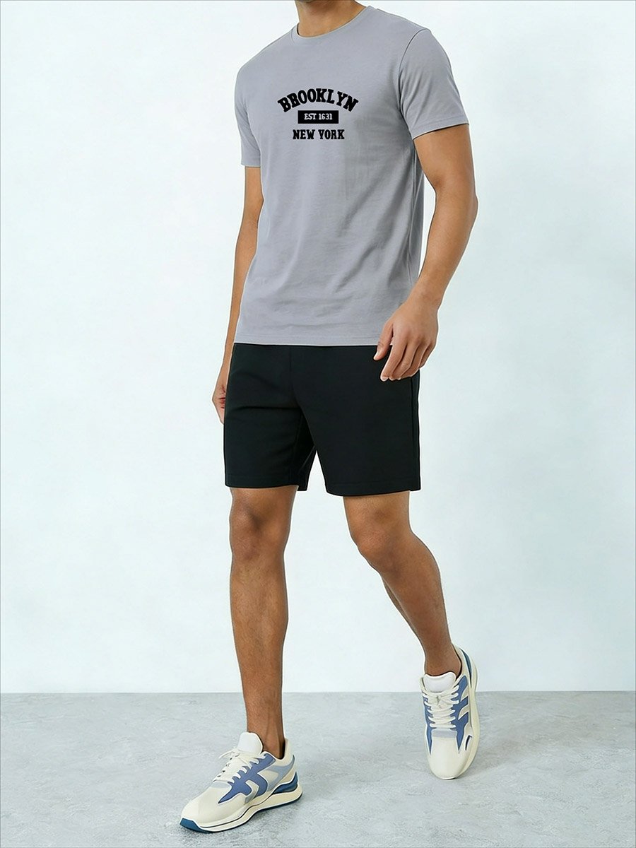 Men Printed Round Neck T-Shirt and Shorts Co-Ords