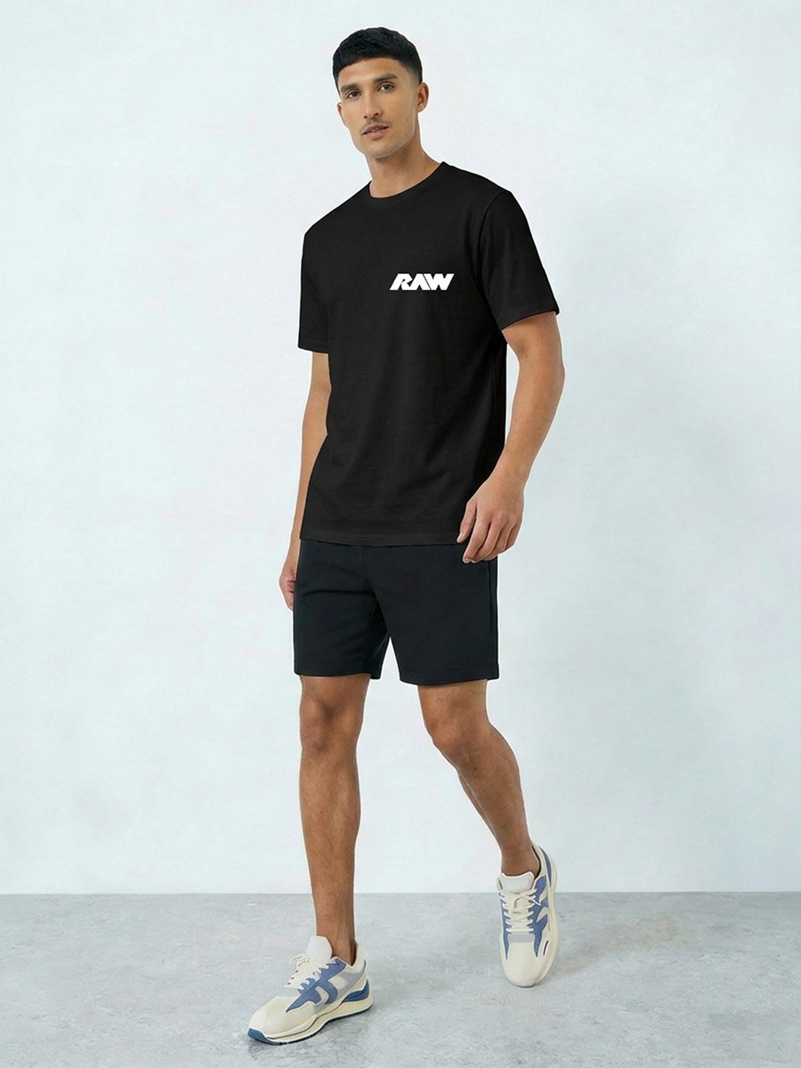 Men Printed Round Neck T-Shirt and Shorts Set