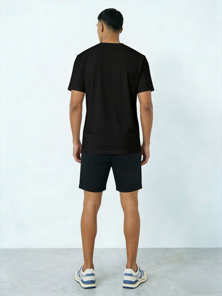 Men Graphic Print Round Neck T-Shirt and Shorts Set