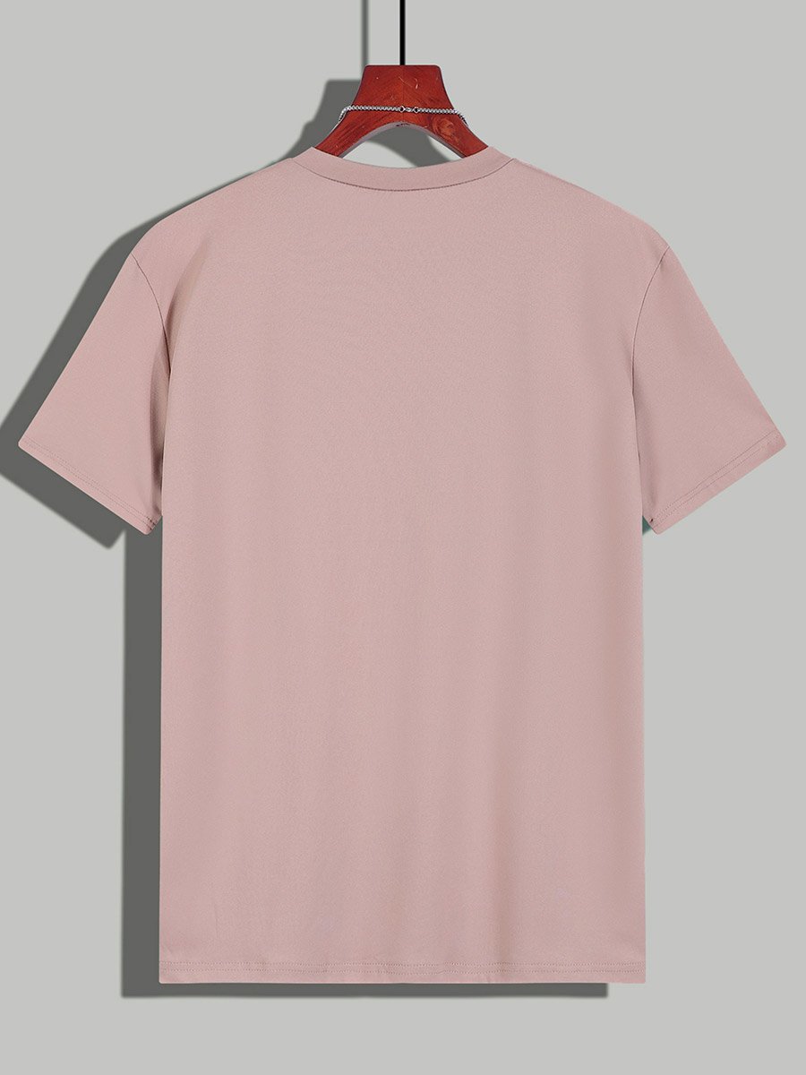 Men Letter Print Round Neck T-Shirt and Shorts Co-Ords