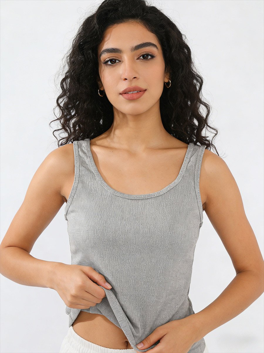 Grey Solid Tank Top