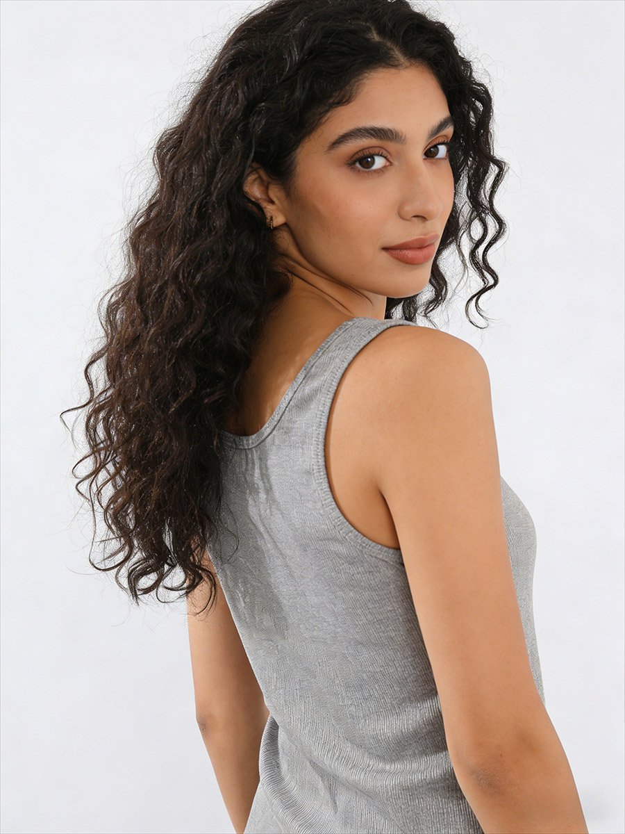 Grey Solid Tank Top