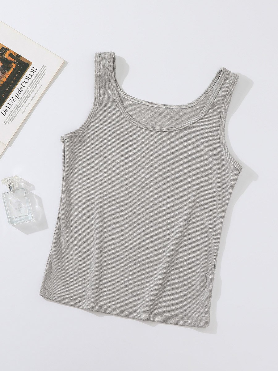 Grey Solid Tank Top