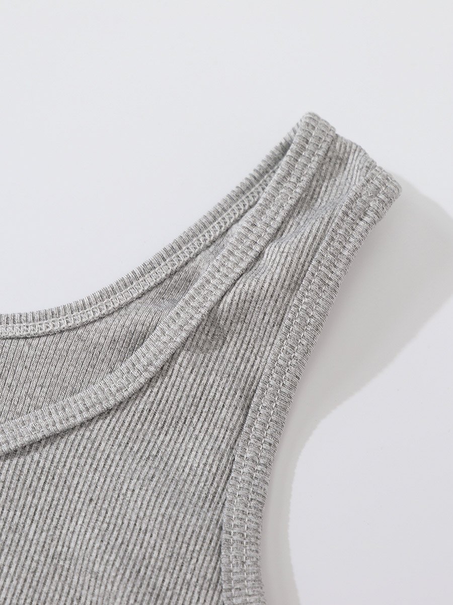 Grey Solid Tank Top
