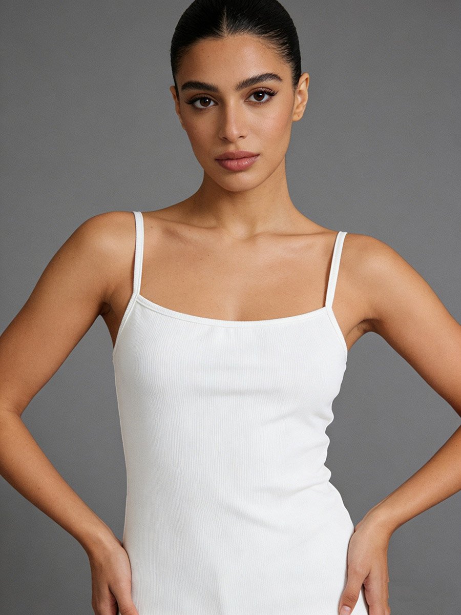 White Solid Strappy Cami Top