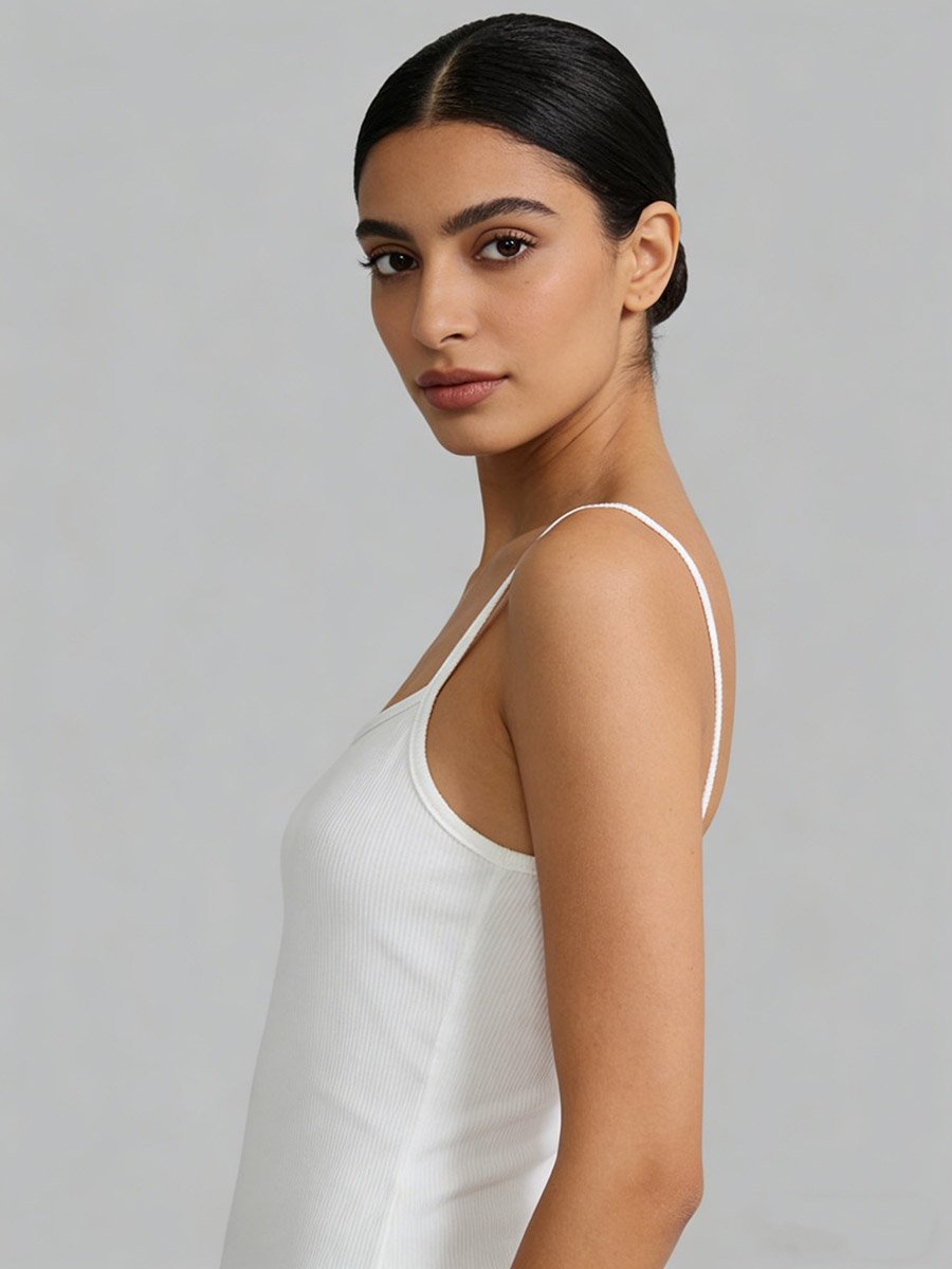 White Solid Strappy Cami Top