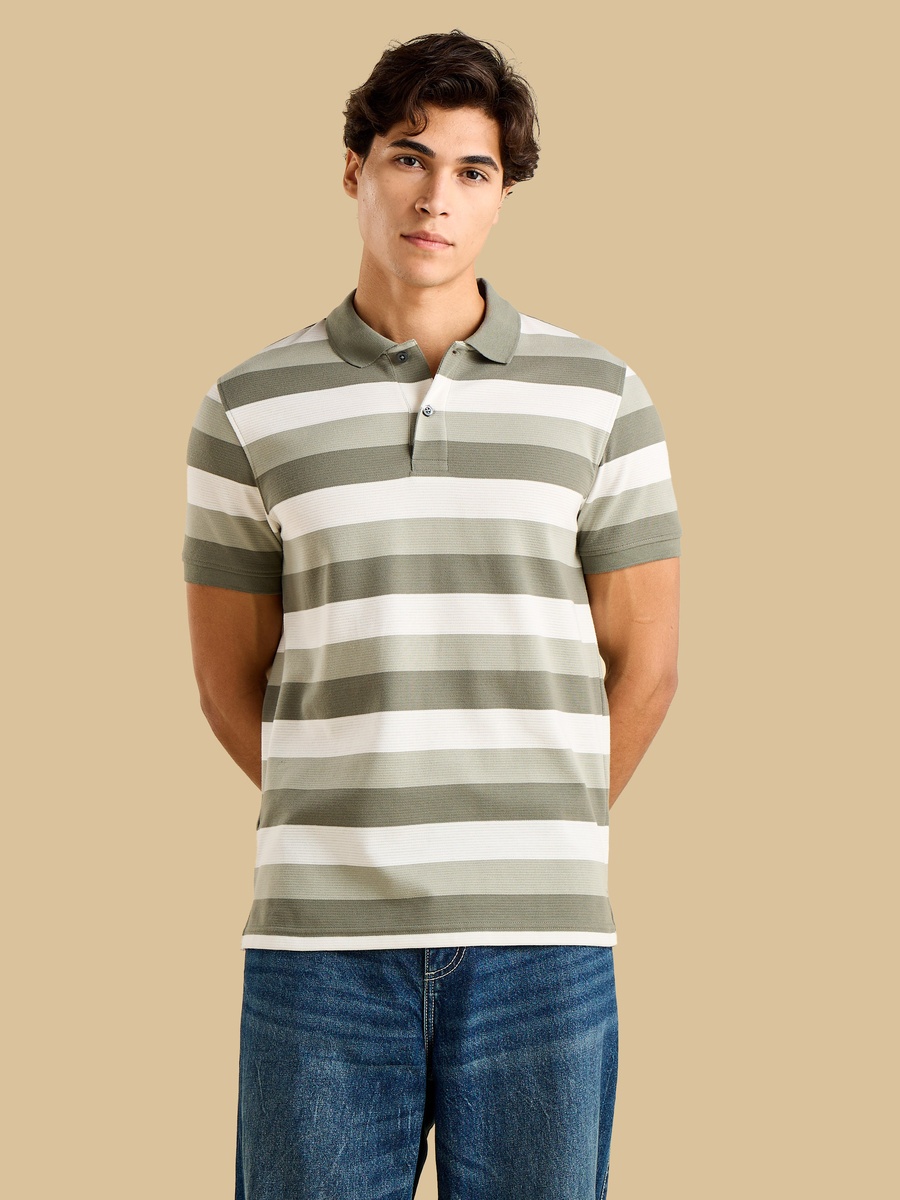 Striped Ottoman Polo T-Shirt