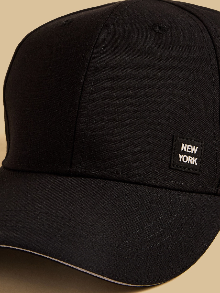 Printed Cap with Buckled Strap Closure