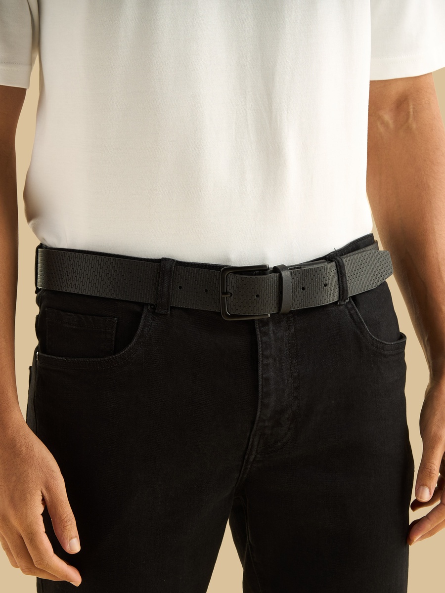 Textured Belt with Pin Buckle Closure