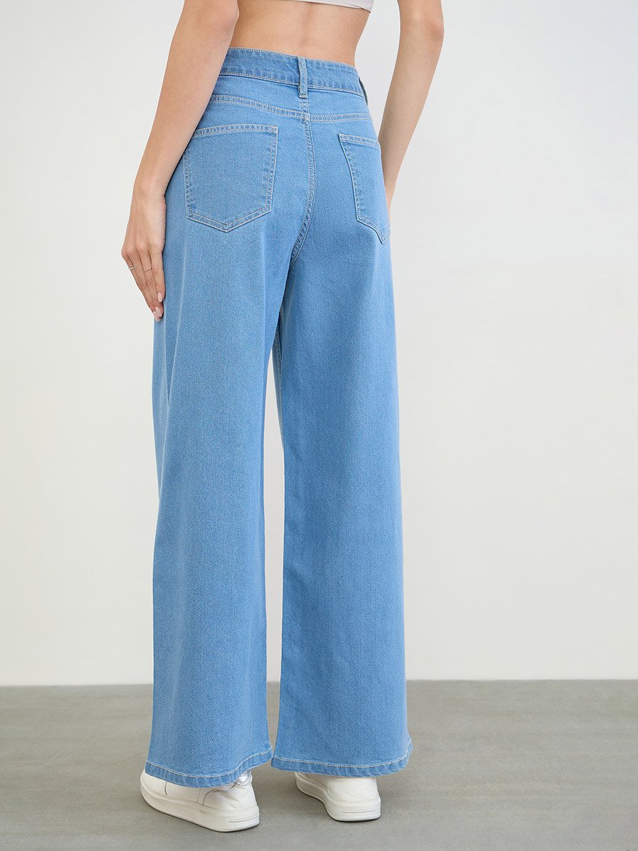 Women Wide Leg Basic Jeans