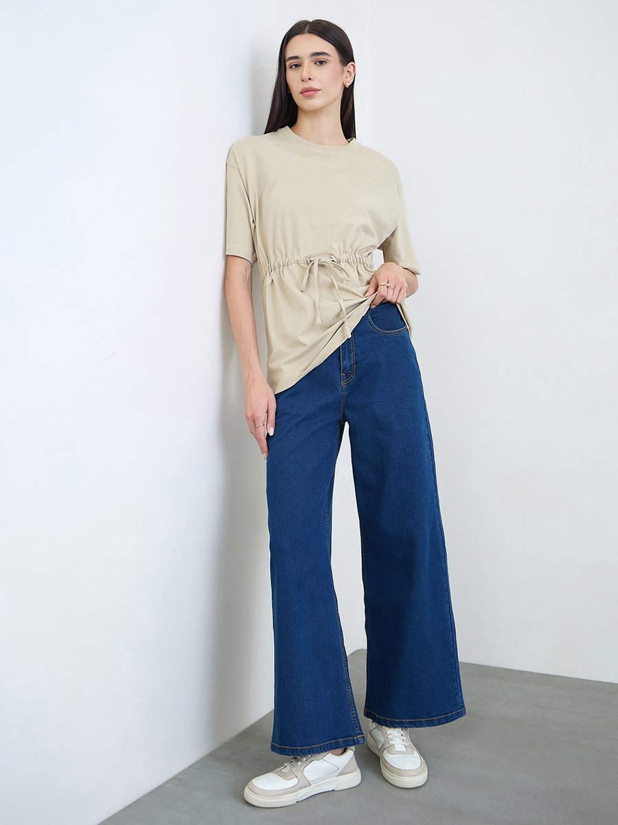 Women Wide Leg Basic Jeans