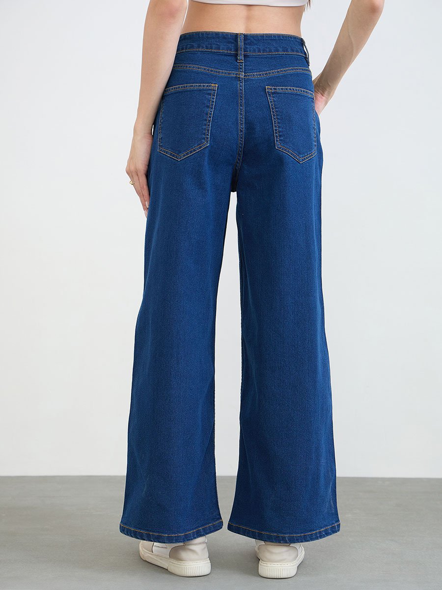 Women Wide Leg Basic Jeans
