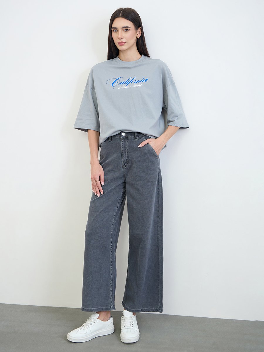 Women Wide Leg Basic Jeans